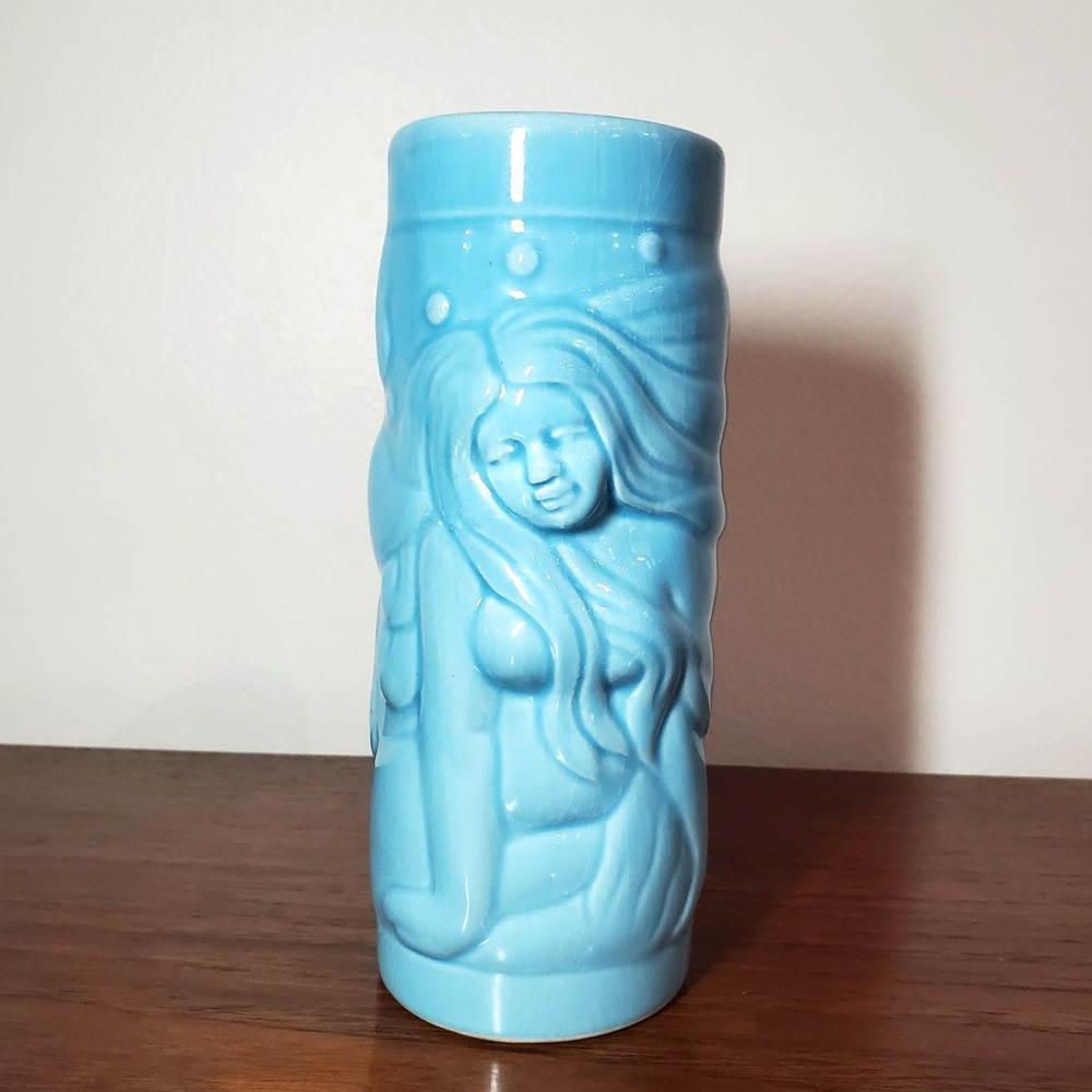 Vintage Mermaid Tiki Cup Hawaiian Polynesian Goddess Mug Cocktail Bar Glass MCM
